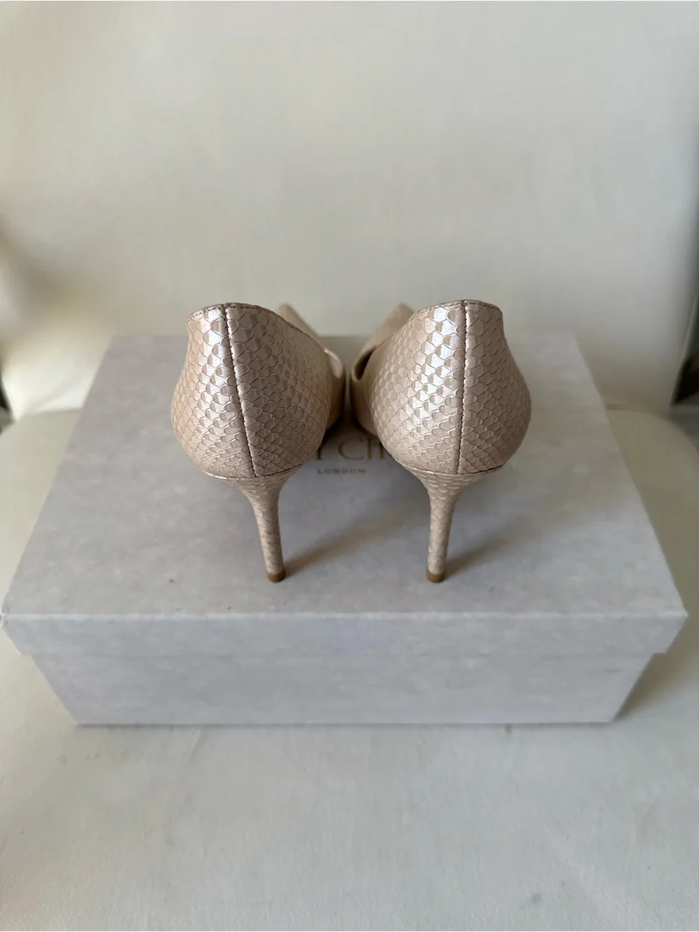 Jimmy Choo Beige/Nude Snakeskin Pointed-Toe Pumps